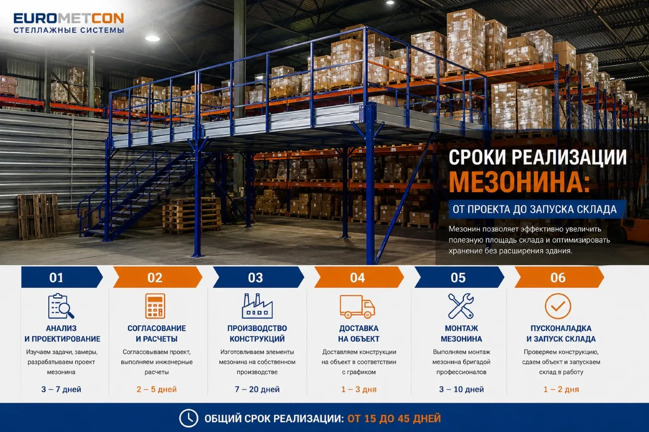 Сроки реализации мезонина: от проекта до запуска склада Сроки реализации мезонина: от проекта до запуска склада
