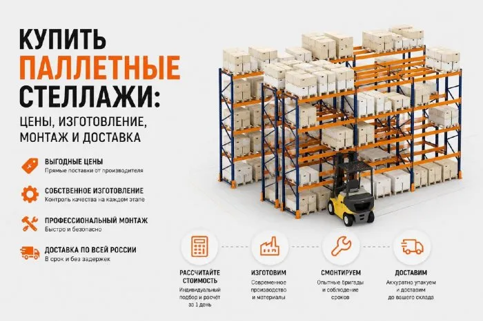 Купить паллетные стеллажи: цены, изготовление, монтаж и доставка