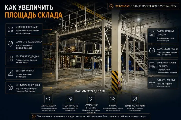Как увеличить площадь склада с помощью мезонина без расширения здания