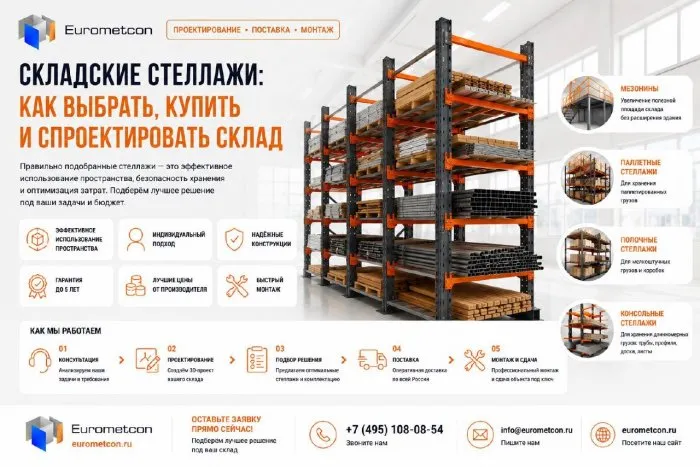 Складские стеллажи: как выбрать, купить и спроектировать склад