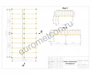 Мезонин на колоннах 5х10м, h=2.5м, 150кг/м2