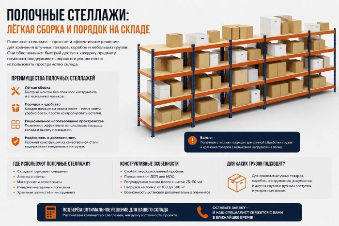 Полочные стеллажи: лёгкая сборка и порядок на складе