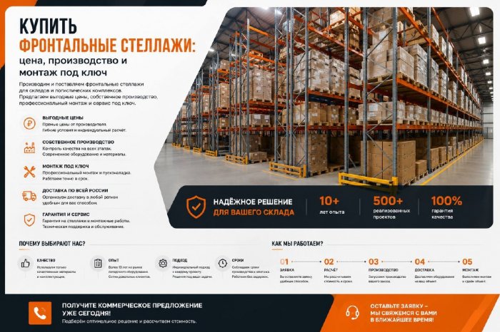 Купить фронтальные стеллажи: цена, производство и монтаж под ключ