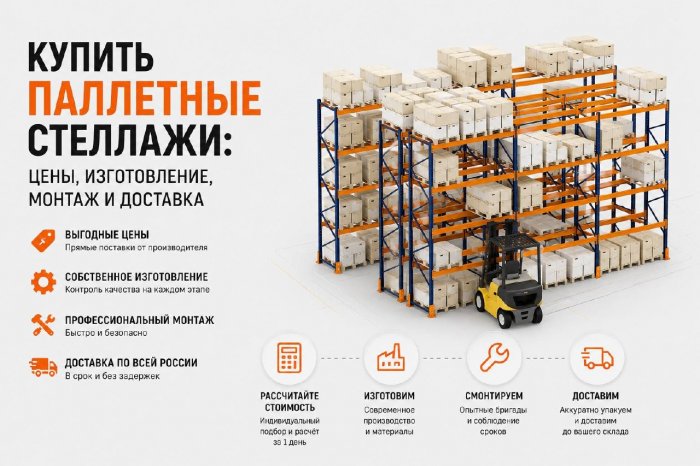 Купить паллетные стеллажи: цены, изготовление, монтаж и доставка