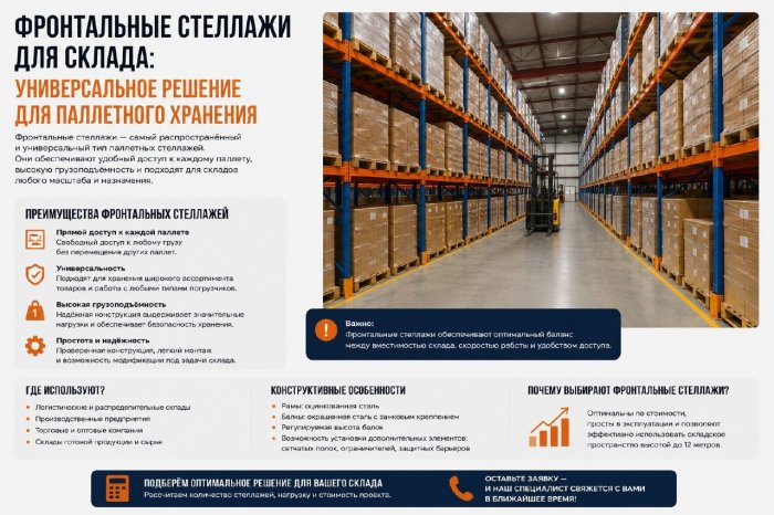 Фронтальные стеллажи для склада: универсальное решение для паллетного хранения