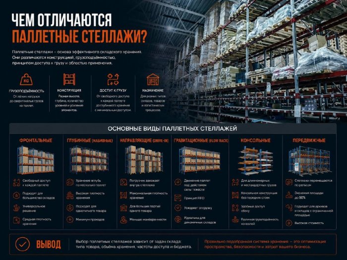Чем отличаются стеллажи складские (паллетные)?